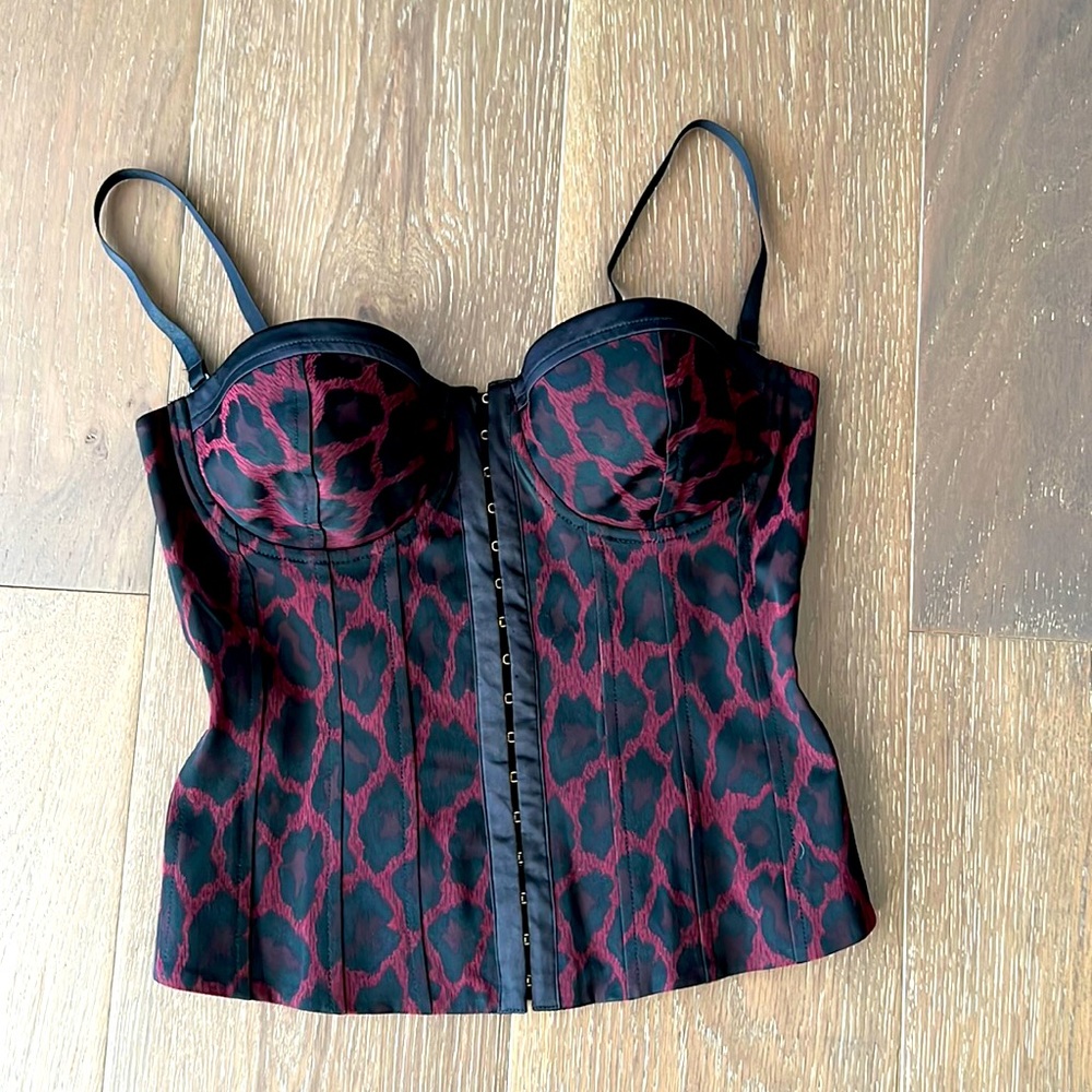 Marciano corset sz 2 satin animal print, removal straps